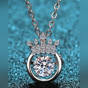 Crown Moissanite 925 Sterling Silver Necklace
